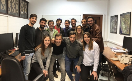 Grupo de estudiantes del master GeoREC en el 3D Seismic Interpretation Lab (UGR) 