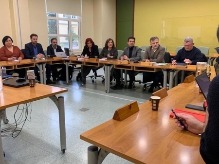 Imagen de la reunión mantenida entre miembros del PSOE y el comité de empresa de la EASP (PSOE)