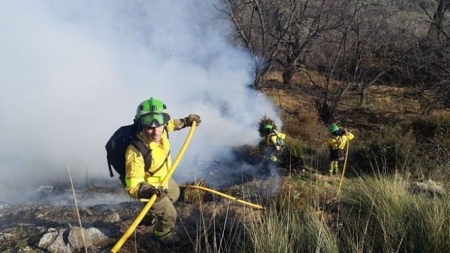 Imagen de los efectivos del Infoca actuando en el incendio en Cáñar (PLAN INFOCA)