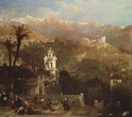 Cuadro de David David Roberts. Fortaleza de la Alhambra. 1838 (CAJAGRANADA FUNDACIÓN) 