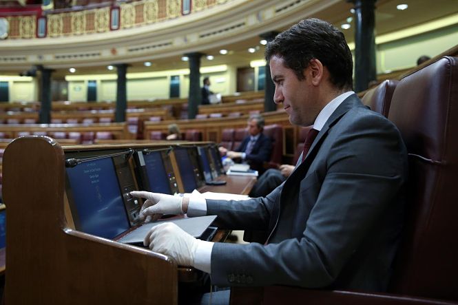 El secretario general del PP, Teodoro García Egea, durante el pleno celebrado este miércoles en el Congreso de los Diputados (POOL) El secretario general del PP, Teodoro García Egea, durante el pleno celebrado este miércoles en el Congreso de los Diputados (POOL)