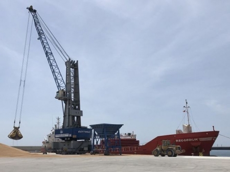 Descarga de trigo en el muelle de las Azucenas (PUERTO) 