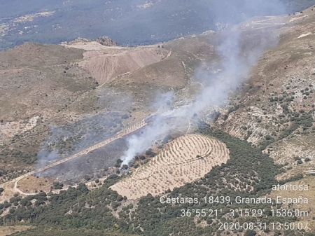 Imagen del incendio de Cáscaras (INFOCA)