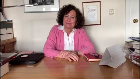 La rectora de la Universidad de Granada, Pilar Aranda, realizando tele trabajo (UGR)