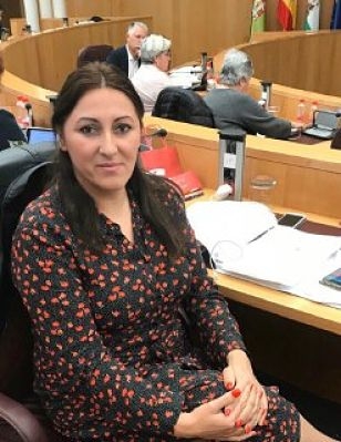 Imagen de Alejandra Durán durante un pleno de Diputación (ADELANTE)