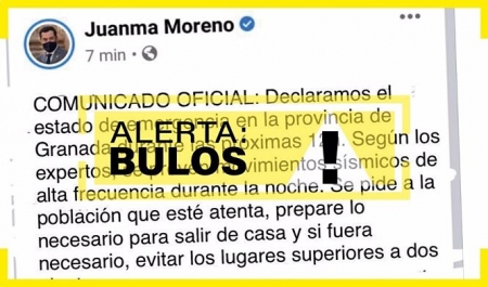 Mensaje falso distribuido por redes sociales (JUNTA DE ANDALUCÍA) 