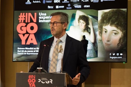 El delegado territorial de Turismo de la Junta en Granada, Gustavo Rodríguez, en la presentación de la exposición #INGOYA (JUNTA)