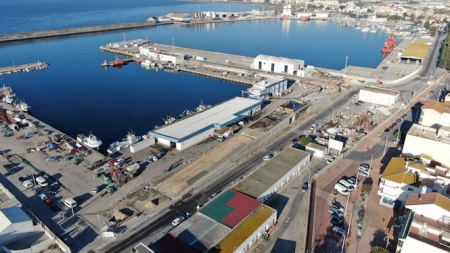 Vista aérea de la lonja y el muelle pesquero de Motril (PUERTO DE MOTRIL)