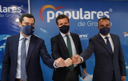 Juanma Moreno, Pablo Casado y Francisco Rodríguez tras el Consejo Provincial (PP)