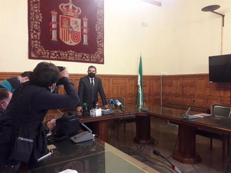 El presidente del TSJA, Lorenzo del Río, durante la presentación de la memoria anual correspondiente a 2020 (EUROPA PRESS)