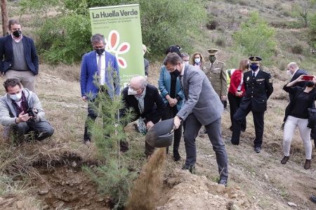 Luis Salvador ha colaborado en plantación de un árbol (JAVIER ALGARRA / AYUNTAMIENTO)