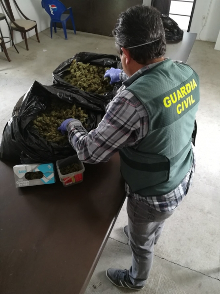 Un agente con la marihuana incautada (GUARDIA CIVIL)