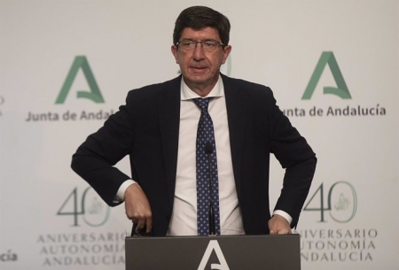 Imagen de archivo del Consejero de Justicia, Juan Marín, en rueda de prensa (MARÍA JOSÉ LÓPEZ - EUROPA PRESS)