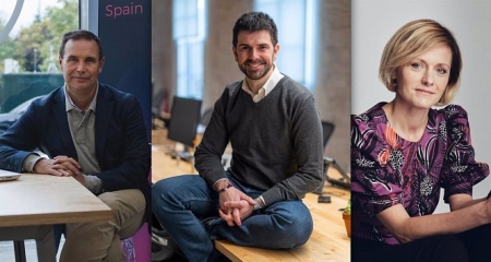 El country manager de PrestaShop España, Jorge González, el cofundador y presidente de YABA, Rubén Ferreiro, y la directora digital de Desigual, Aleksandra Olszewska. (IDEAL)