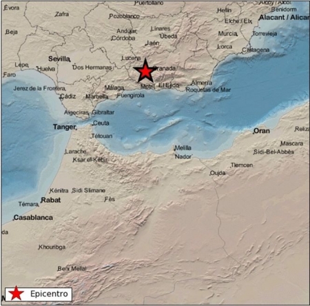 Imagen del lugar donde se ha producido un terremoto en la provincia de Granada este viernes, 13 de agosto (IGN)