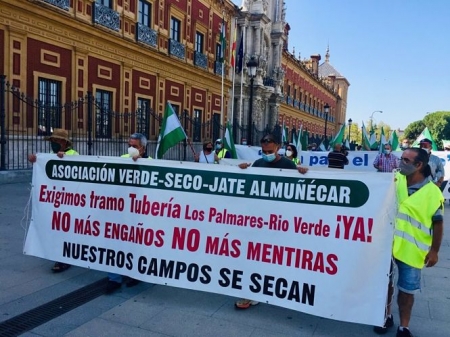 Concentración de agricultores ante el Palacio de San Telmo, en Sevilla (ASOCIACIÓN VERDE-SECO-JATE)