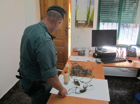 Un Guardia Civil con los cepos incautados (GUARDIA CIVIL) 