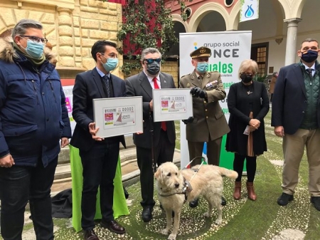 Presentación del cupón dedicado a los actos programados en Granada con motivo del 450 aniversario de la batalla de Lepanto (ONCE)