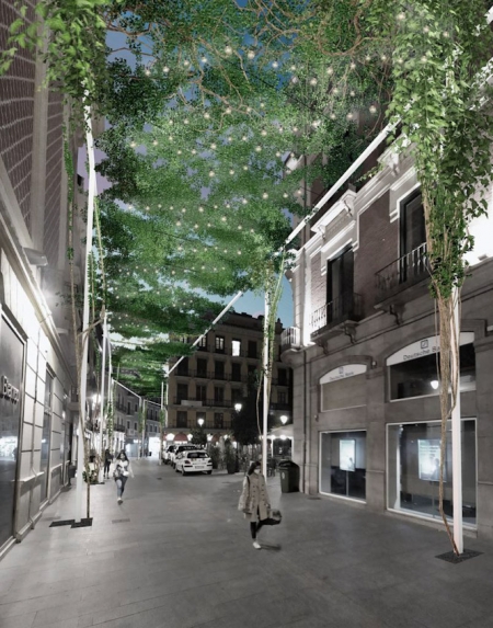 Recreación del toldo vegetal en la Calle Alhóndiga
