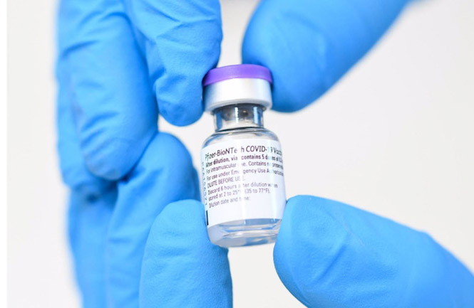 Vial con la vacuna contra el coronavirus desarrollada por Pfizer y BioNTech (TOBIAS HASE /DP) 