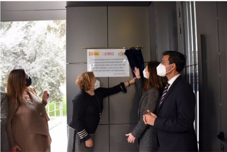 Raquel Yotti y Rosa Ménendez han sido las encargadas de descubrir la placa conmemorativa (CSIC) 