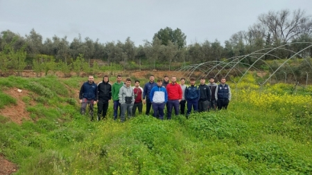 Los alumnos del curso de formación como agricultores realizan prácticas en el campo en Huétor Tájar (AYTO. HUÉTOR TÁJAR)