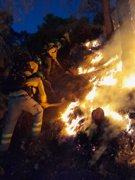 Efectivos del Plan Infoca durante la extinción del incendio de Los Guájares (PLAN INFOCA) 