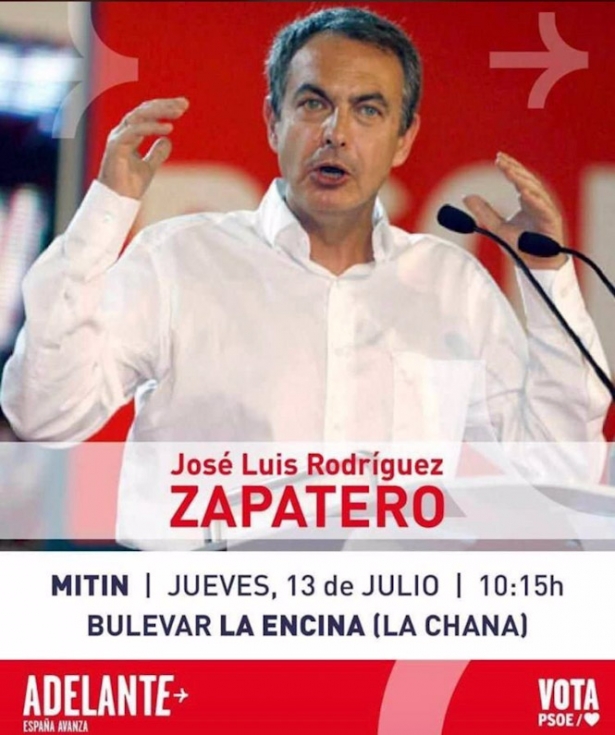 Cartel del mitin de Zapatero de este jueves en Granada (PSOE)