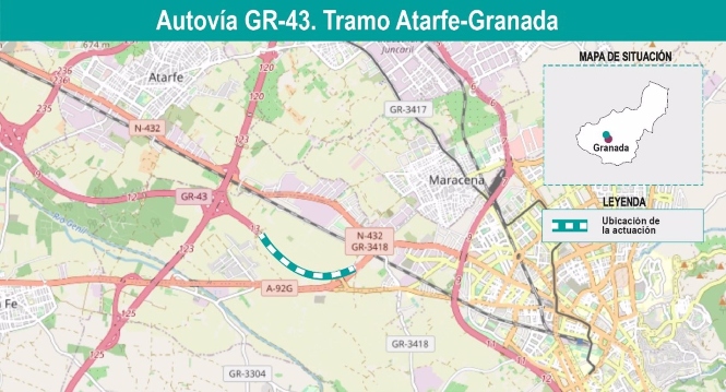 Mitma adjudica 12,5 millones de euros a las obras de la autovía GR-43 entre Atarfe y Granada (MITMA) Mitma adjudica 12,5 millones de euros a las obras de la autovía GR-43 entre Atarfe y Granada (MITMA)