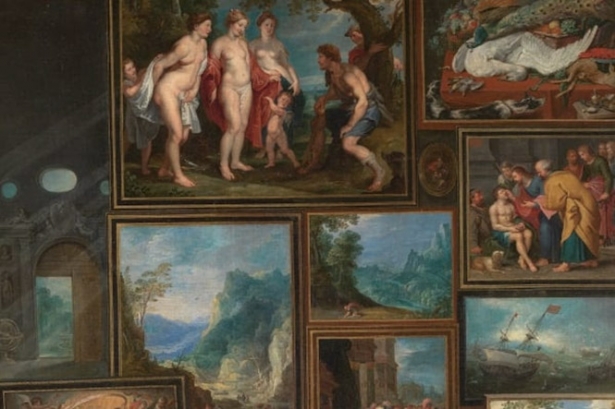 Detalle de La Vista y el Olfato. Hendrick van Balen, Jan Brueghel el Joven, Frans Francken II, Sebastian Vrancx y otros. Museo Nacional del Prado (MUSEO DEL PRADO)