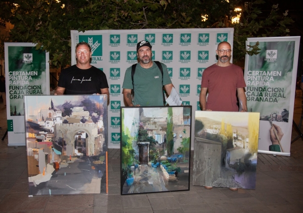 Tres primeros clasificados de certamen de pintura rápida (CAJA RURAL)