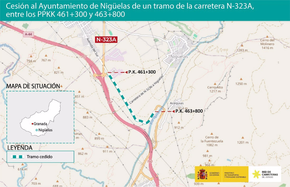 El Ministerio de Transportes cede al Ayuntamiento de Nigüelas un tramo de la carretera N-323A (MINISTERIO DE TRANSPORTES Y MOVILIDAD SOSTENIBLE) El Ministerio de Transportes cede al Ayuntamiento de Nigüelas un tramo de la carretera N-323A (MINISTERIO DE TRANSPORTES Y MOVILIDAD SOSTENIBLE)