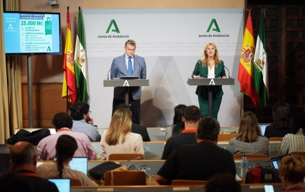 La consejera de Economía, Hacienda y Fondos Europeos, Carolina España, y el consejero de la Presidencia, Interior, Diálogo Social y Simplificación Administrativa, Antonio Sanz (MARÍA JOSÉ LÓPEZ - EUROPA PRESS)