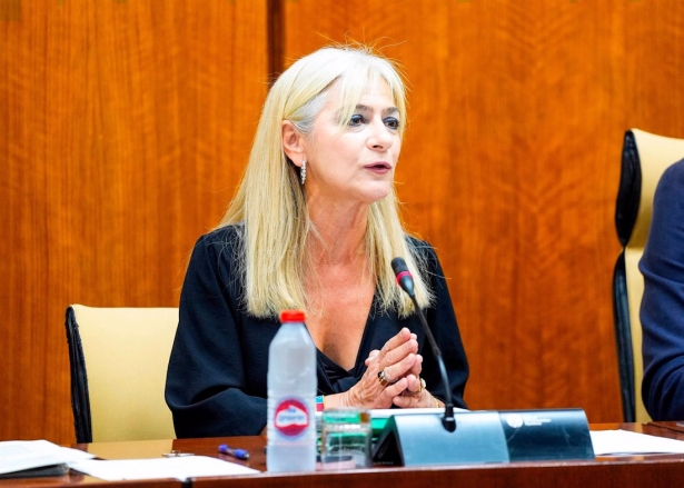 La consejera andaluza de Cultura y Deporte, Patricia del Pozo, comparece en comisión parlamentaria (JOAQUÍN CORCHERO/PARLAMENTO DE ANDALUCÍA)
