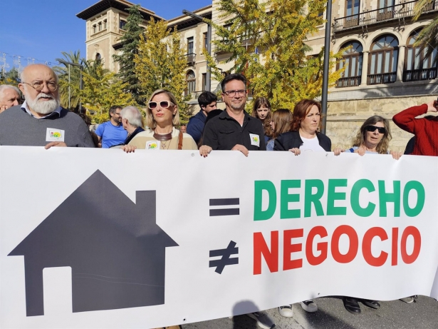 La coordinadora provincial de Izquierda Unida (IU) en Granada, María del Carmen Pérez, en la manifestación (IZQUIERDA UNIDA GRANADA)