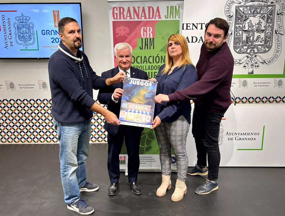 Presentación de la Global Game Jam con el edil de Ciudad Inteligente de Granada, Vito Epíscopo, segundo por la izquierda en la imagen (AYUNTAMIENTO) Presentación de la Global Game Jam con el edil de Ciudad Inteligente de Granada, Vito Epíscopo, segundo por la izquierda en la imagen (AYUNTAMIENTO)
