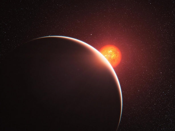 Representación artística de una super-Tierra orbitando alrededor de una estrella cercana !ESO/L. CALÇADA)