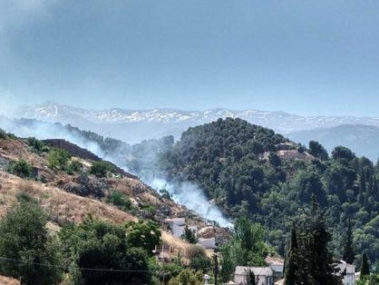 Los bomberos han dado por extinguido el incendio (POLICÍA LOCAL GRANADA)