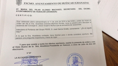 Acta del pleno donde se recoge el presunto comentario homófobo (PP) 