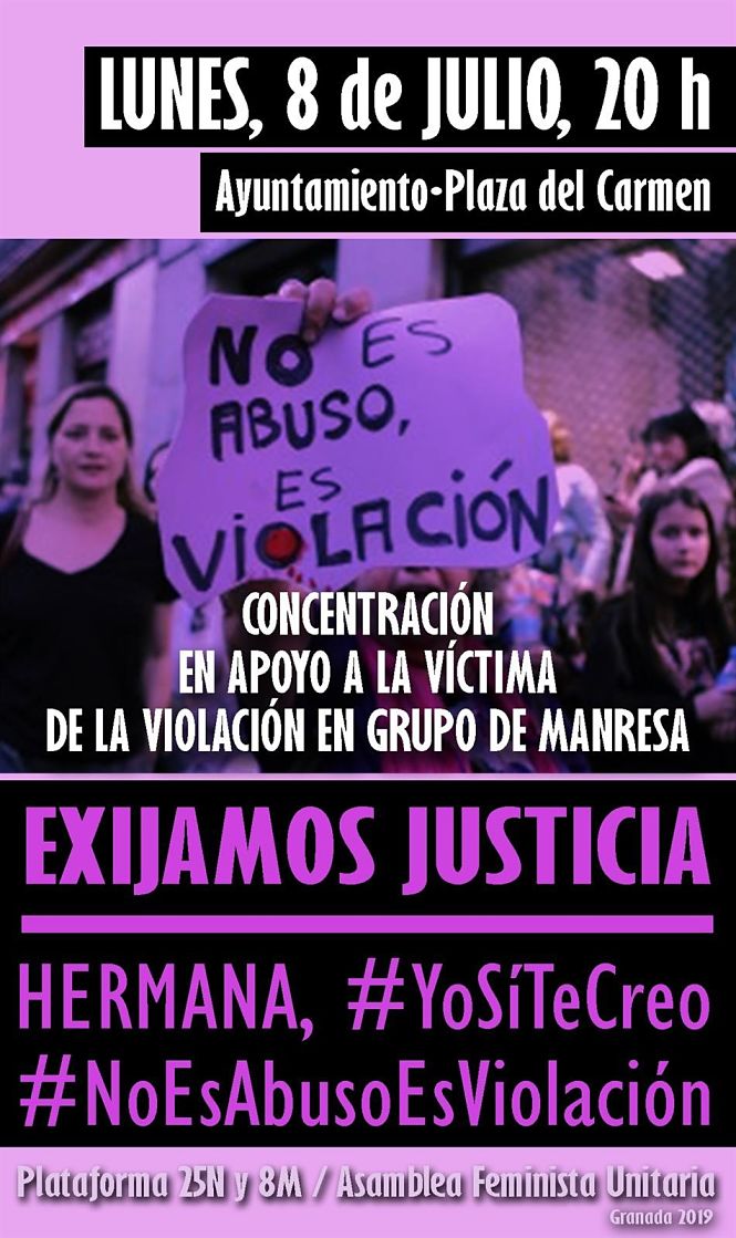 Concentración para apoyar a la víctima de Manresa (ASOCIACIONES DE GRANADA)