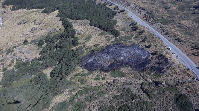 Parte afectada por el fuego (INFOCA)