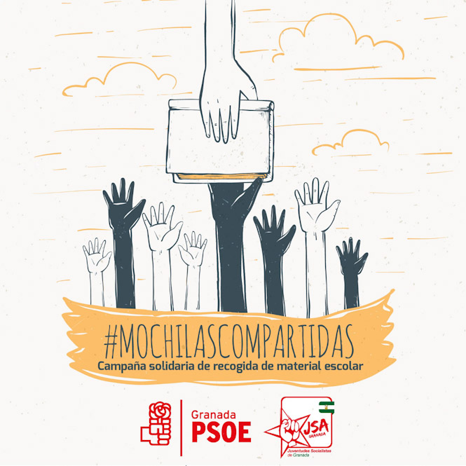 Cartel de la Campaña de recogida de material escolar (PSOE)