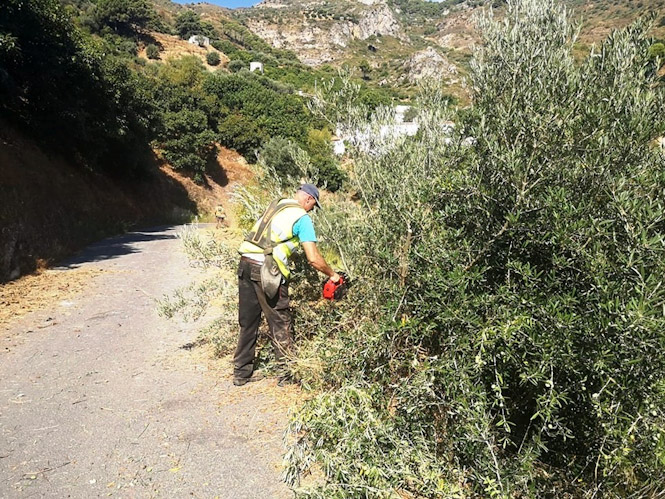 Un operario en tareas de desbroce (AYTO. ALMUÑÉCAR) 
