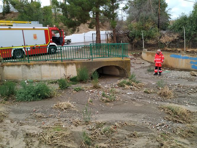 Bomberos y Protección Civil durante una actuación (AYTO. GUADIX)