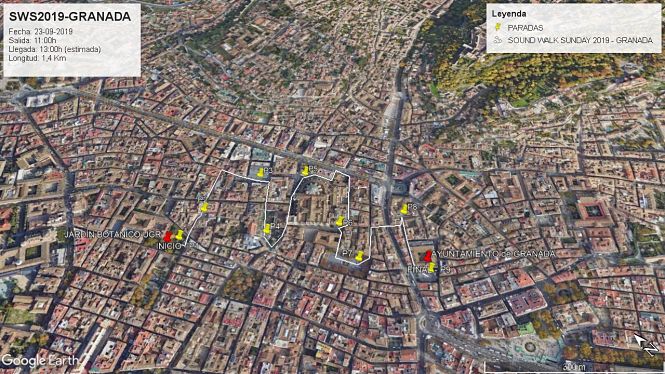 Itinerario del Sound Walk Sunday 2019 en Granada el 23 de septiembre (UGR) 