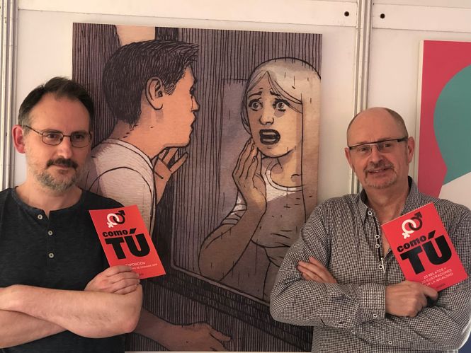 Fernando Marías y Gabriel Hernández Walta, uno de los ilustradores que participa en el libro (GRANADA NOIR)