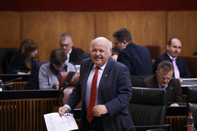 El consejero de Salud y Familias, Jesús Aguirre, en el Parlamento de ANDALUCÍA (MARÍA JOSÉ LÓPEZ - EUROPA PRESS) 