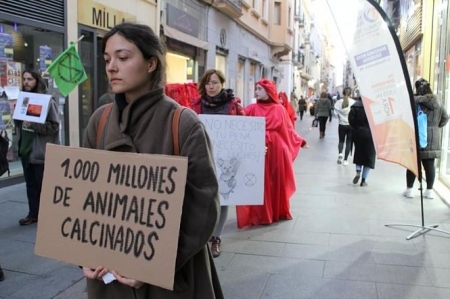 Un momento de la `performance` de la Brigada Roja de Extinction Rebellion Granada (EXTINCTION REBELLION GRANADA)