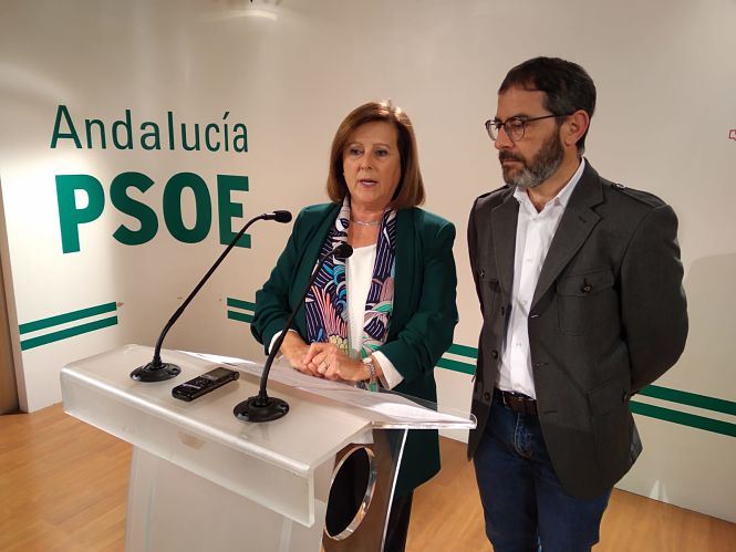 María José Sánchez Rubio y Miguel Ángel Fernández Madrid en rueda de prensa (PSOE) 