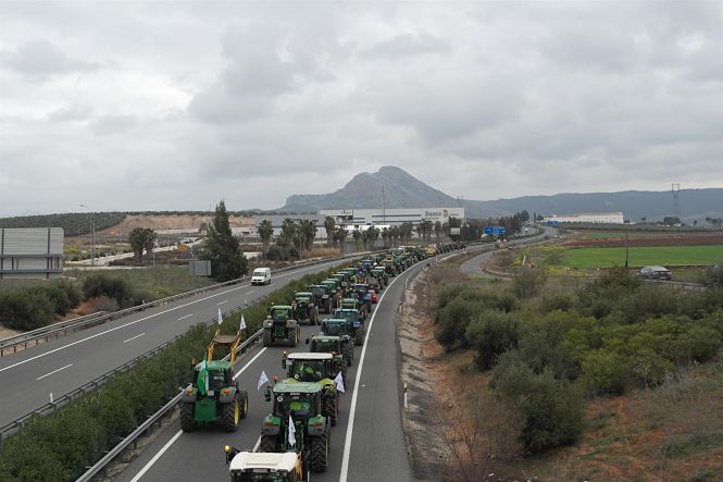 Tractorada de agricultores en Antequera en protesta por la situación del sector agrario y ganadero, en imagen de archivo (ASAJA MÁLAGA) 